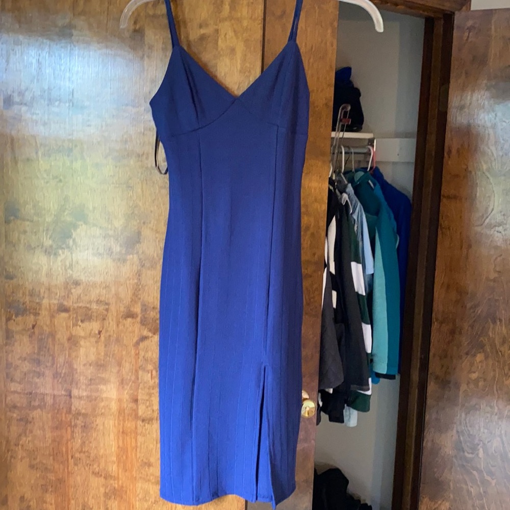 Tight Blue Slit Dress